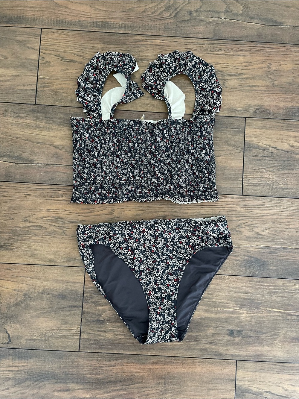Womens Floral Smocked Bikini Set